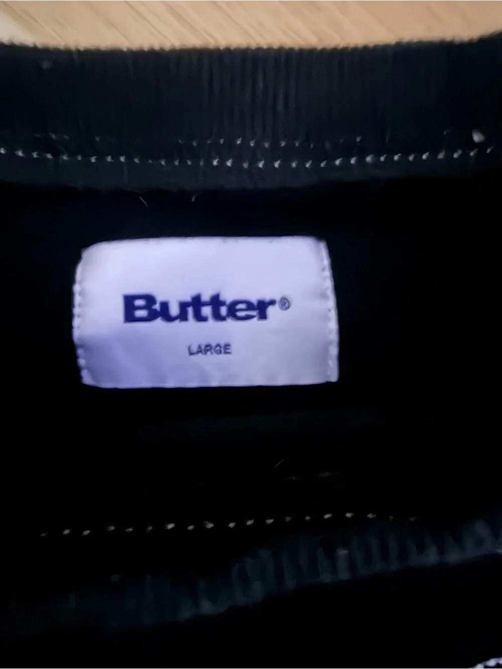 Butter Black Crewneck Sweater with Outline Logo